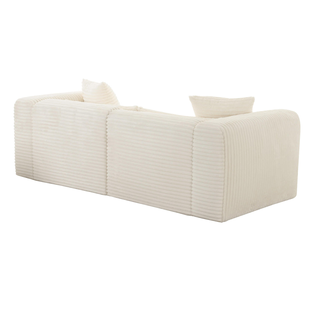 TOV Furniture Tarra Fluffy Oversized Cream Corduroy Modular Loveseat LOVESEATS + CHAISES