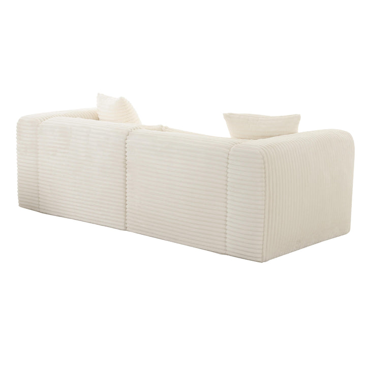 TOV Furniture Tarra Fluffy Oversized Cream Corduroy Modular Loveseat LOVESEATS + CHAISES