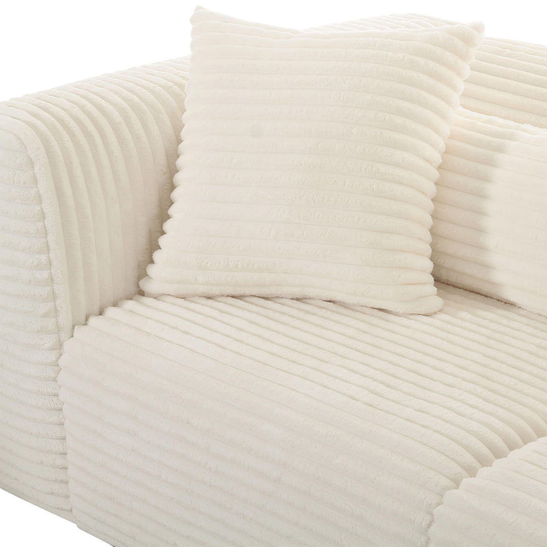 TOV Furniture Tarra Fluffy Oversized Cream Corduroy Modular Loveseat LOVESEATS + CHAISES