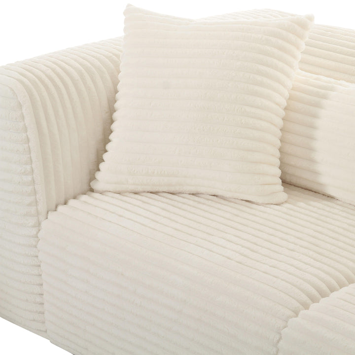 TOV Furniture Tarra Fluffy Oversized Cream Corduroy Modular Loveseat LOVESEATS + CHAISES