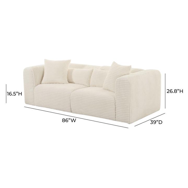 TOV Furniture Tarra Fluffy Oversized Cream Corduroy Modular Loveseat LOVESEATS + CHAISES