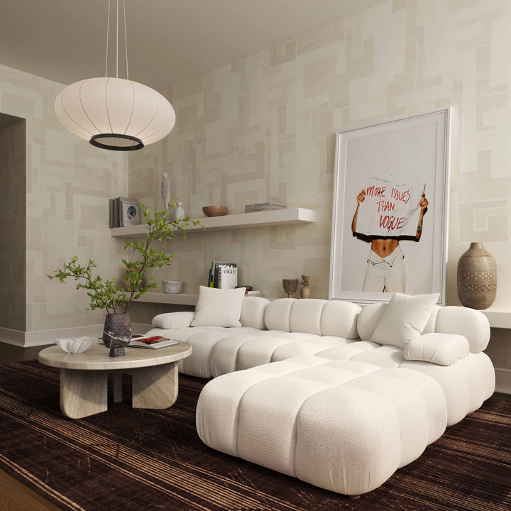 TOV Furniture Calliope Cream Vegan Shearling 4-piece Modular Sectional SOFAS + SECTIONALS