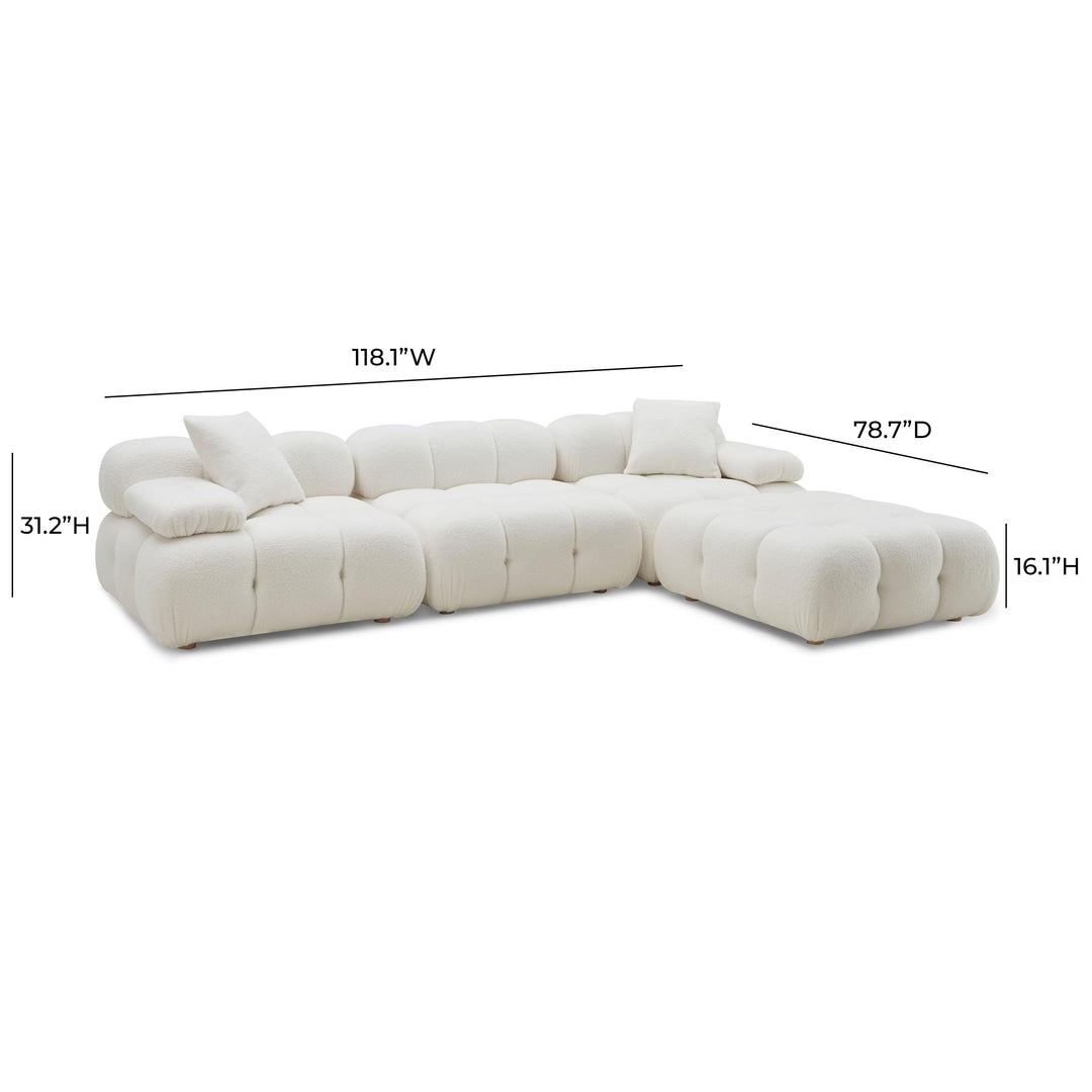 American Home Furniture | TOV Furniture - Calliope Cream Vegan Shearling 4-piece Modular Sectional