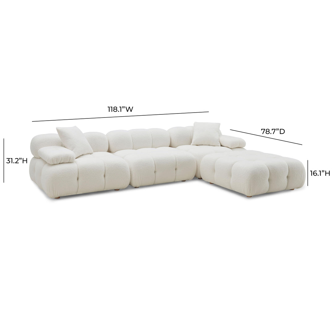 TOV Furniture Calliope Cream Vegan Shearling 4-piece Modular Sectional SOFAS + SECTIONALS