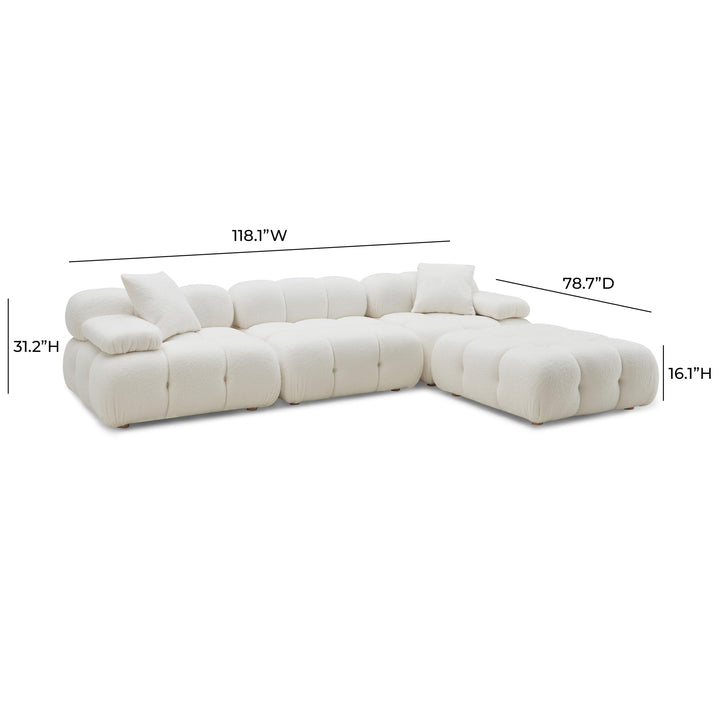 TOV Furniture Calliope Cream Vegan Shearling 4-piece Modular Sectional SOFAS + SECTIONALS