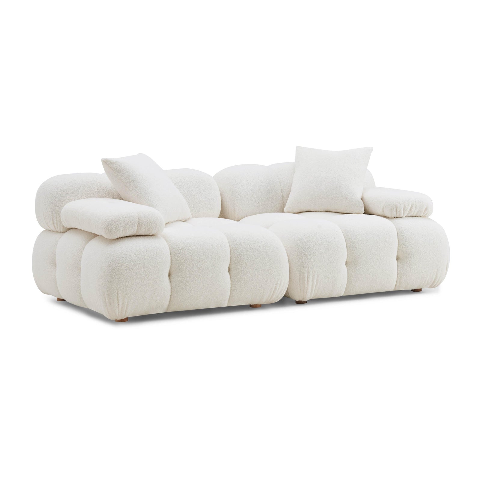 TOV Furniture Calliope Cream Vegan Shearling Modular Loveseat LOVESEATS + CHAISES