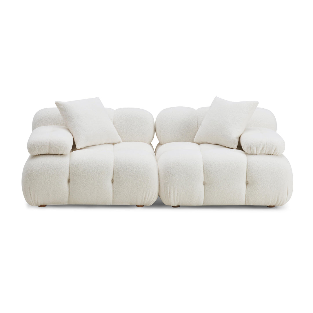 TOV Furniture Calliope Cream Vegan Shearling Modular Loveseat LOVESEATS + CHAISES