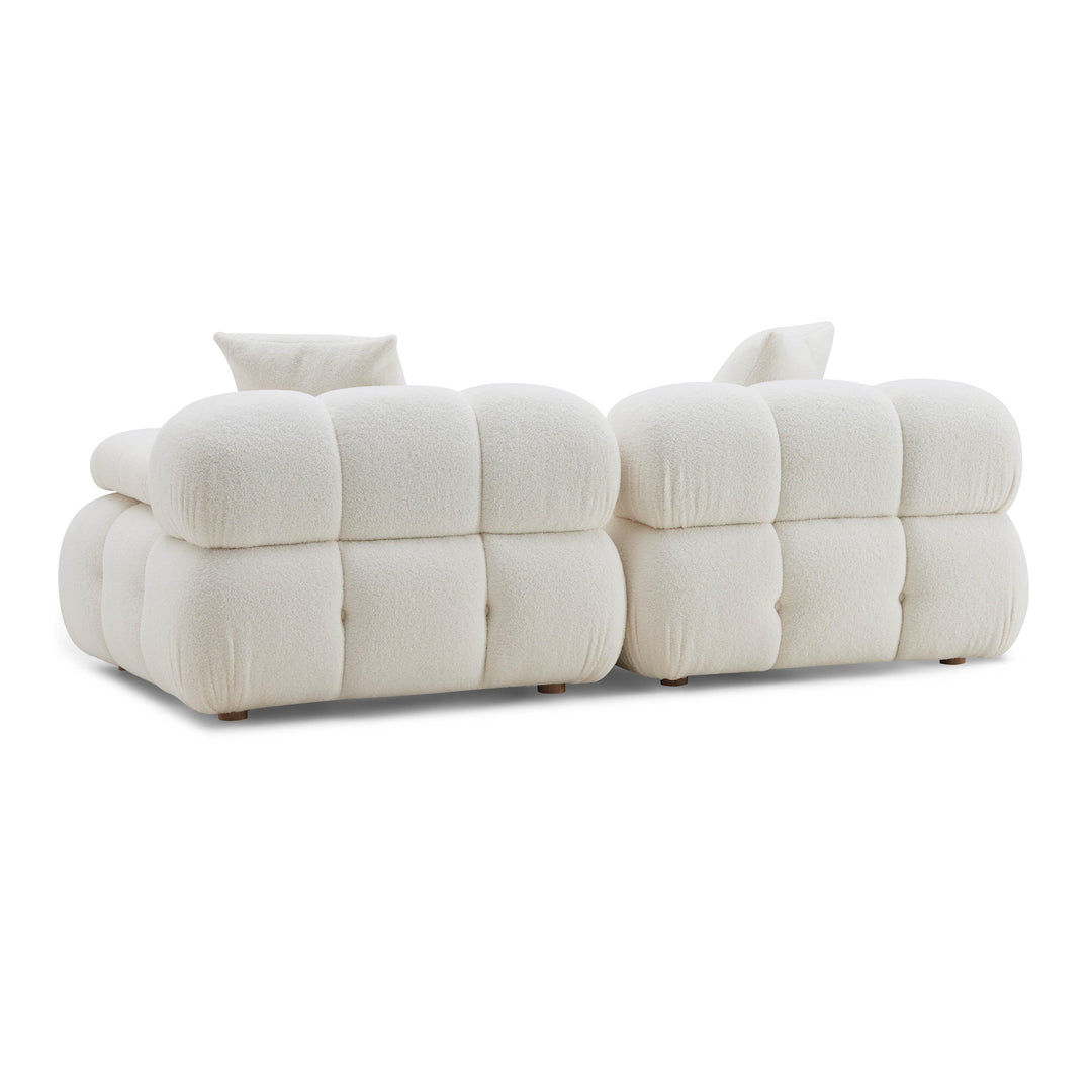 TOV Furniture Calliope Cream Vegan Shearling Modular Loveseat LOVESEATS + CHAISES