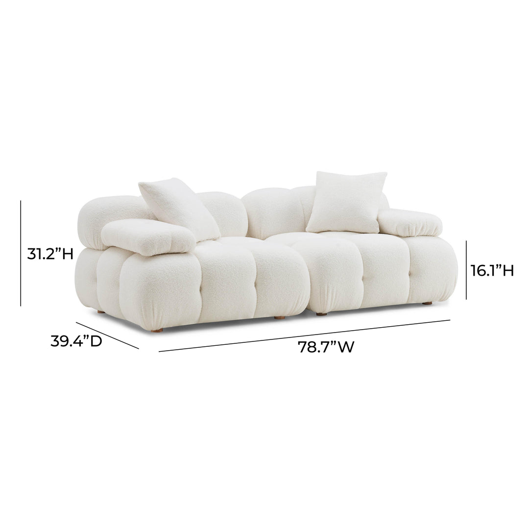 TOV Furniture Calliope Cream Vegan Shearling Modular Loveseat LOVESEATS + CHAISES