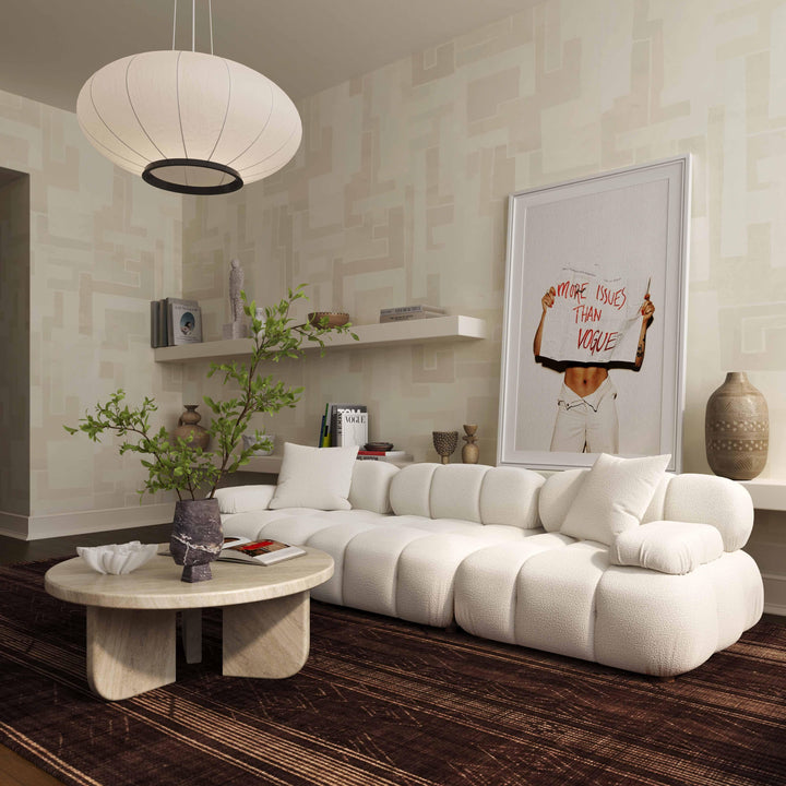 TOV Furniture Calliope Cream Vegan Shearling Modular Sofa SOFAS + SECTIONALS