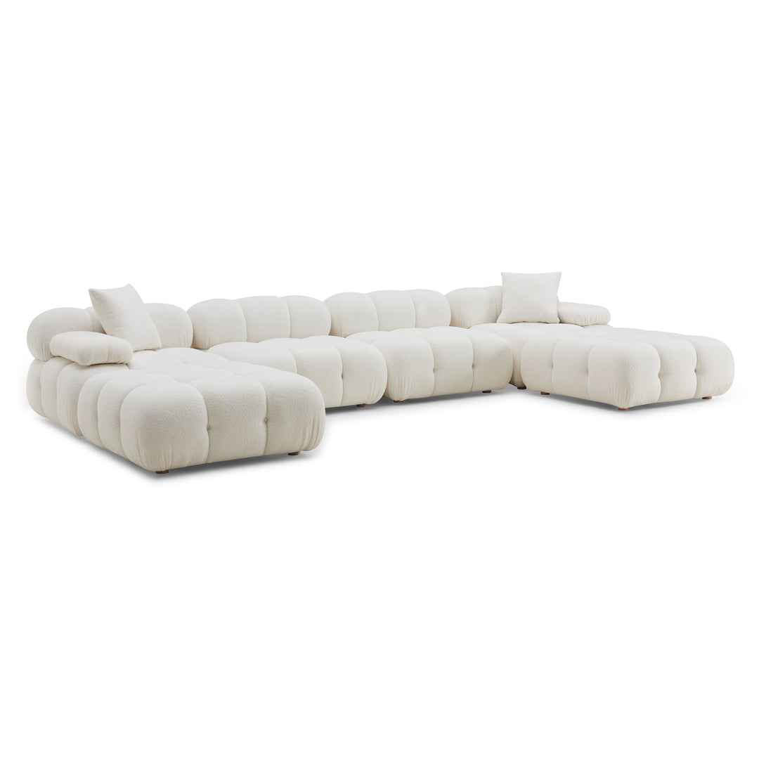 American Home Furniture | TOV Furniture - Calliope Cream Vegan Shearling 6-piece Modular U-Sectional