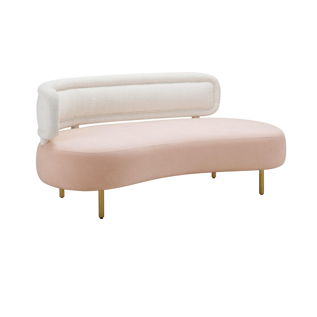 American Home Furniture | TOV Furniture - Tischa Cream Boucle & Blush Velvet Sofa