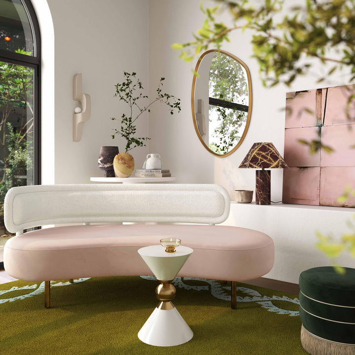 TOV Furniture Tischa Cream Boucle & Blush Velvet Sofa SOFAS + SECTIONALS