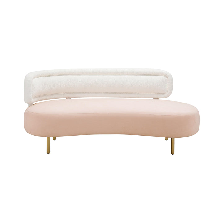 American Home Furniture | TOV Furniture - Tischa Cream Boucle & Blush Velvet Sofa