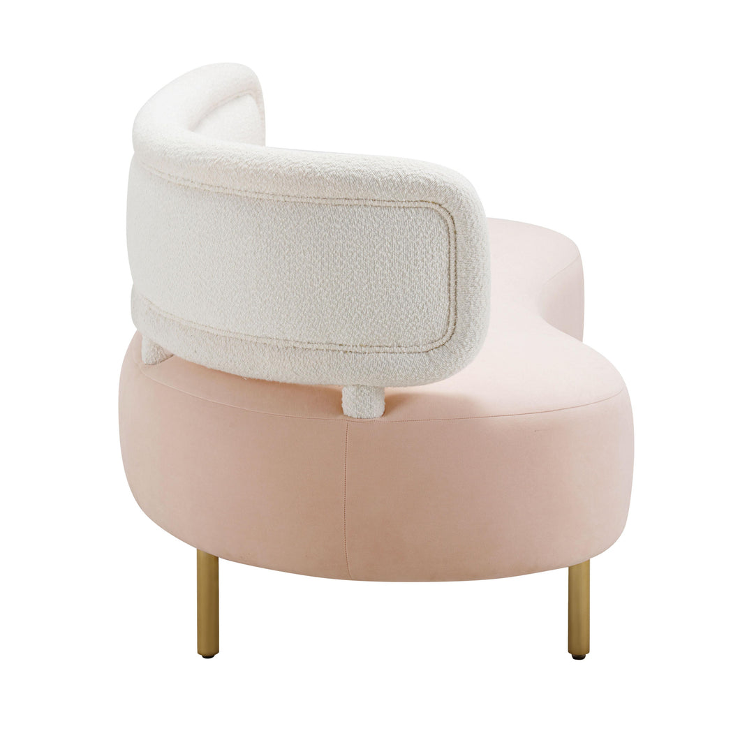 American Home Furniture | TOV Furniture - Tischa Cream Boucle & Blush Velvet Sofa