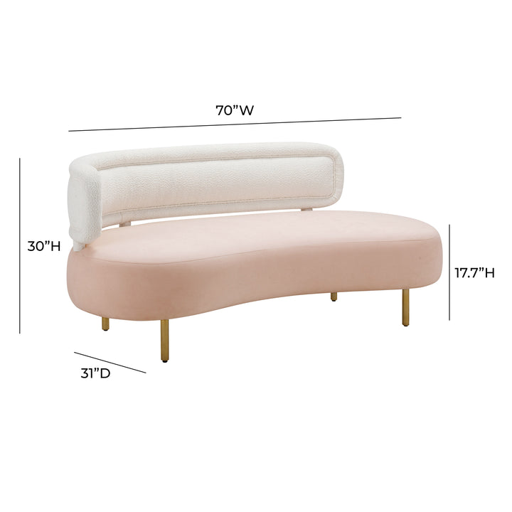 American Home Furniture | TOV Furniture - Tischa Cream Boucle & Blush Velvet Sofa