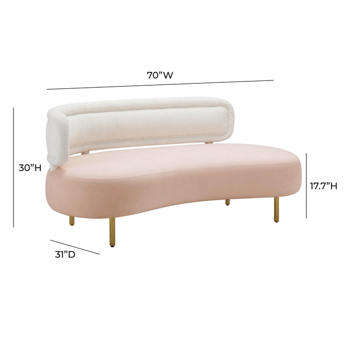 TOV Furniture Tischa Cream Boucle & Blush Velvet Sofa SOFAS + SECTIONALS