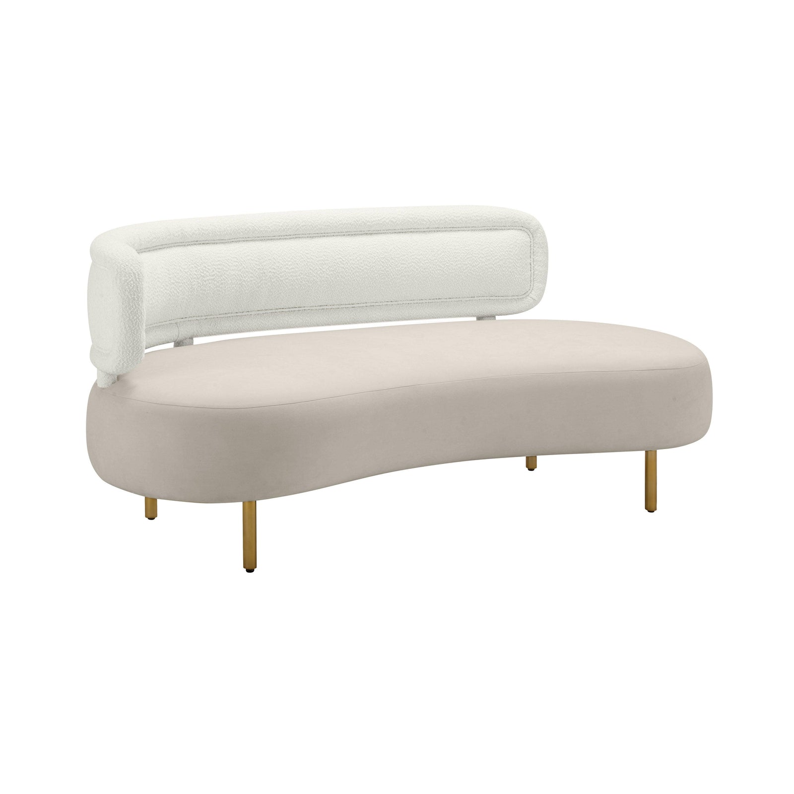 TOV Furniture Tischa Cream Boucle & Grey Velvet Sofa SOFAS + SECTIONALS