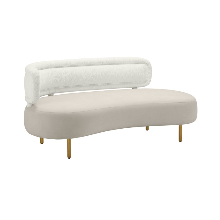 American Home Furniture | TOV Furniture - Tischa Cream Boucle & Grey Velvet Sofa