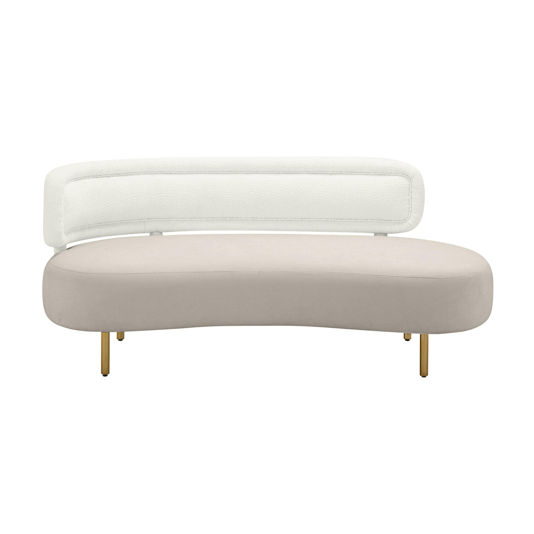 TOV Furniture Tischa Cream Boucle & Grey Velvet Sofa SOFAS + SECTIONALS