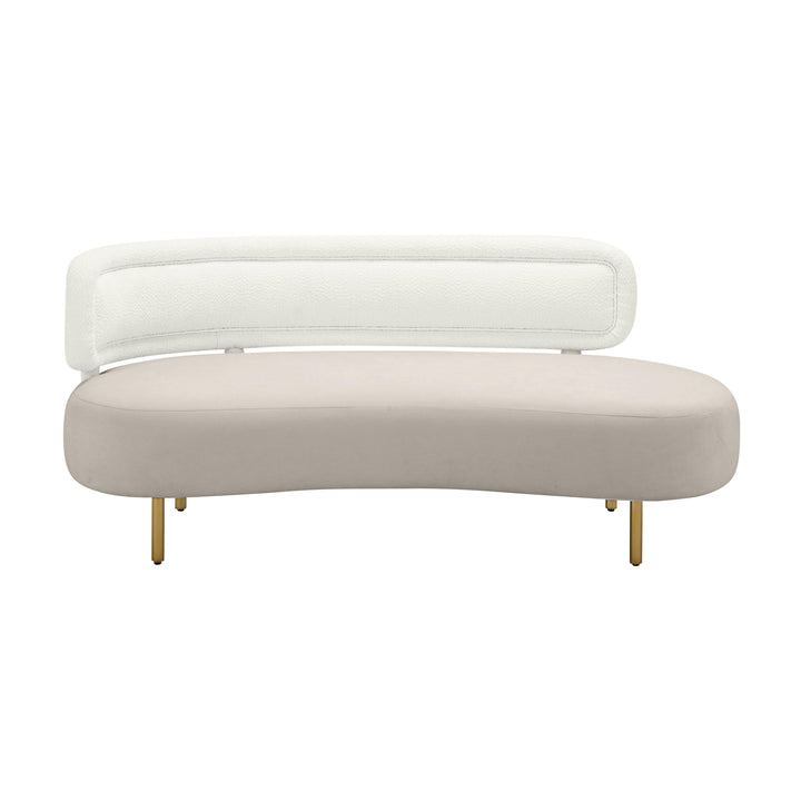 TOV Furniture Tischa Cream Boucle & Grey Velvet Sofa SOFAS + SECTIONALS
