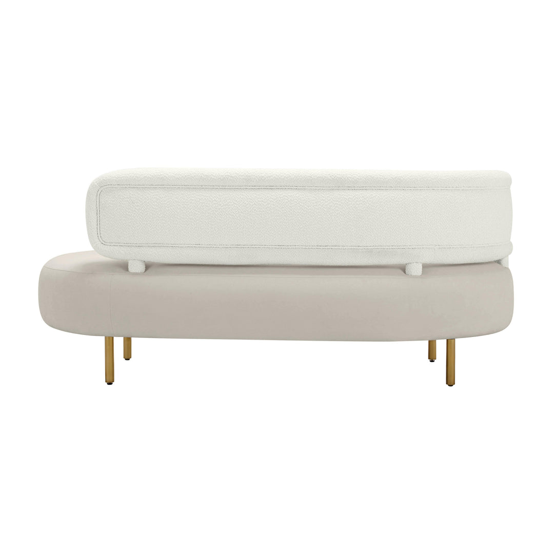TOV Furniture Tischa Cream Boucle & Grey Velvet Sofa SOFAS + SECTIONALS