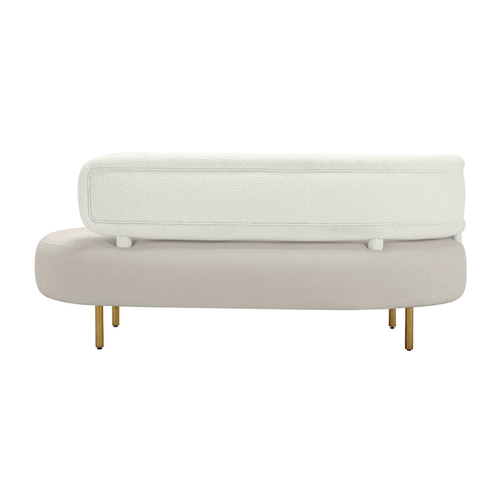 TOV Furniture Tischa Cream Boucle & Grey Velvet Sofa SOFAS + SECTIONALS