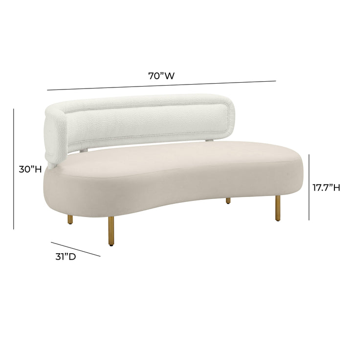 TOV Furniture Tischa Cream Boucle & Grey Velvet Sofa SOFAS + SECTIONALS