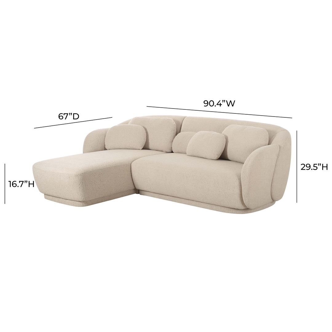 American Home Furniture | TOV Furniture - Misty Cream Boucle Sectional - LAF