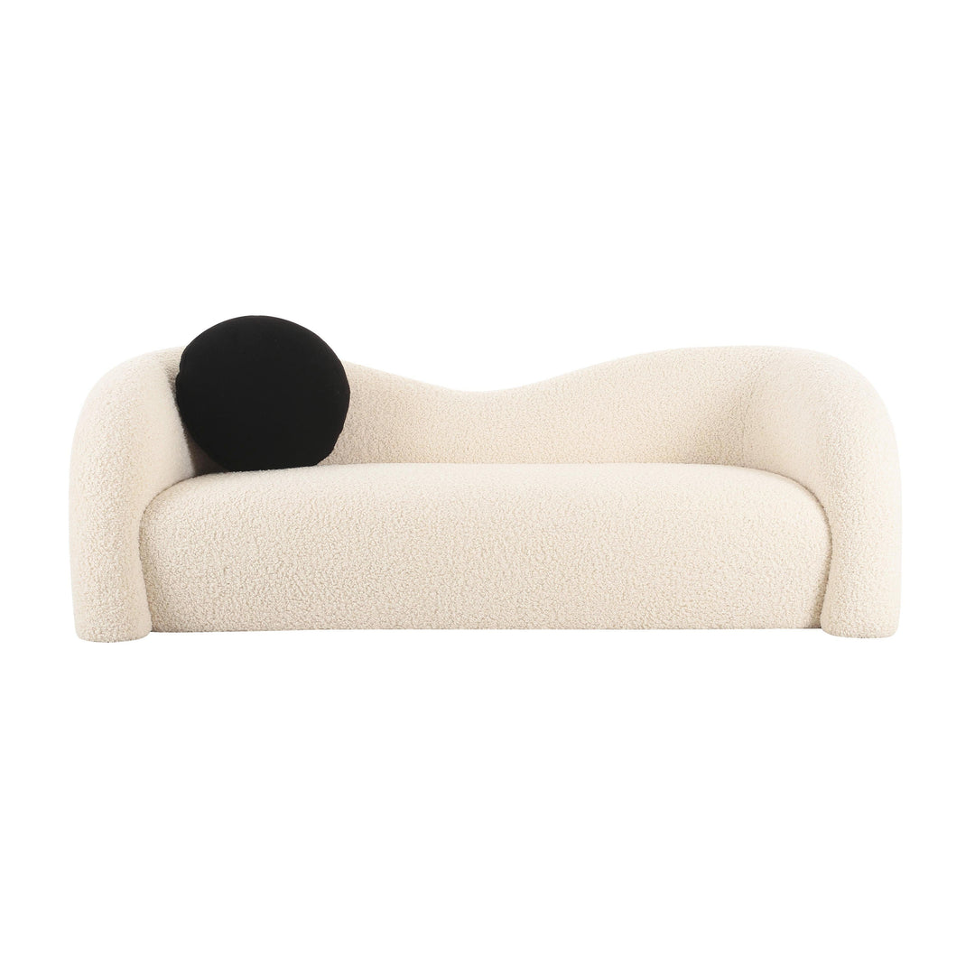 TOV Furniture Leonie Beige Faux Shearling 84" Sofa SOFAS + SECTIONALS