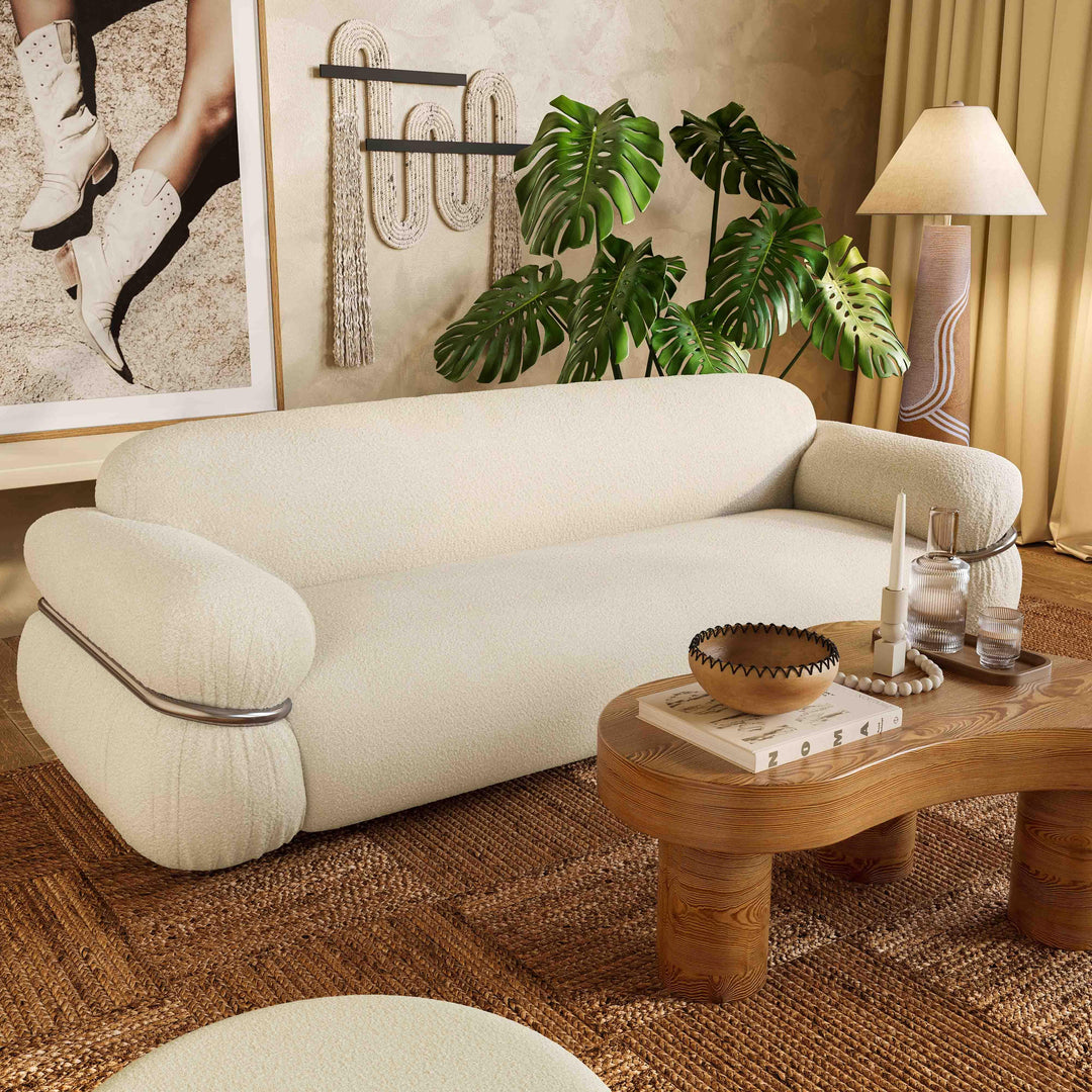 American Home Furniture | TOV Furniture - Leyla Cream Boucle Sofa