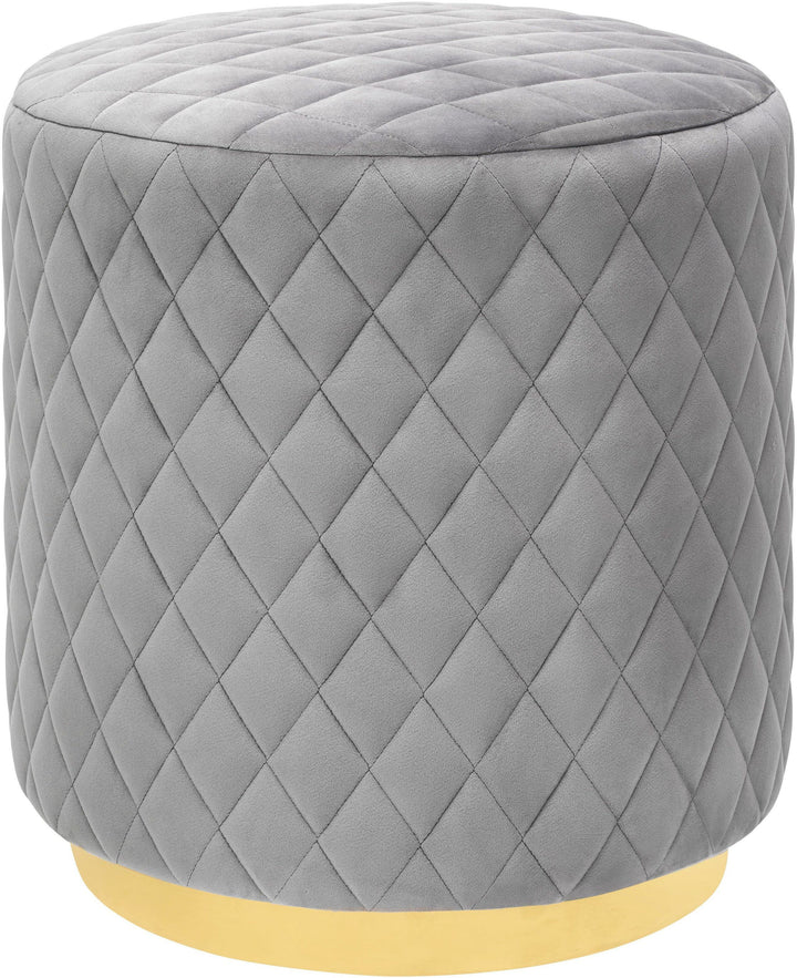 American Home Furniture | TOV Furniture - Abir Grey Velvet Ottoman