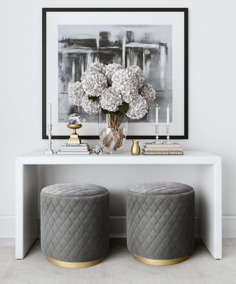 American Home Furniture | TOV Furniture - Abir Grey Velvet Ottoman