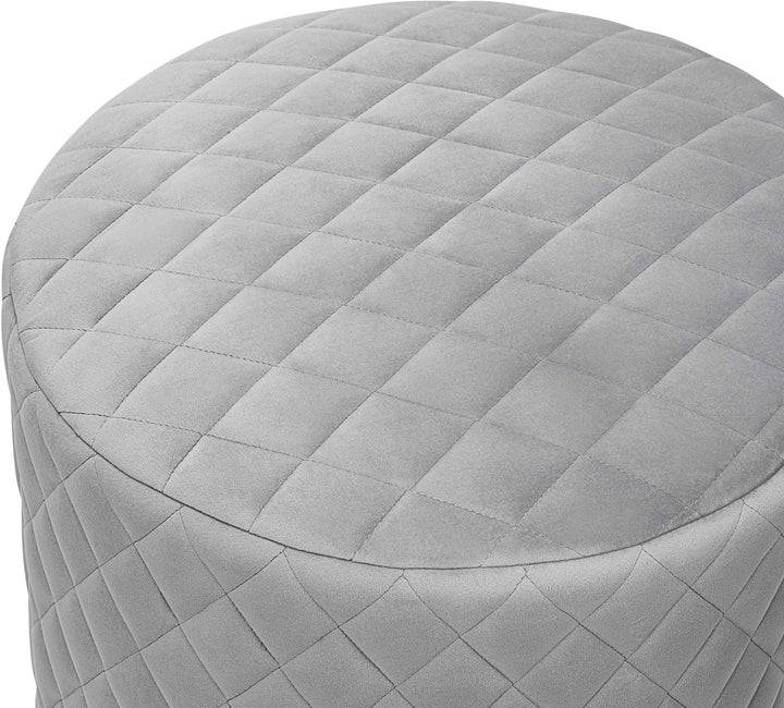 American Home Furniture | TOV Furniture - Abir Grey Velvet Ottoman