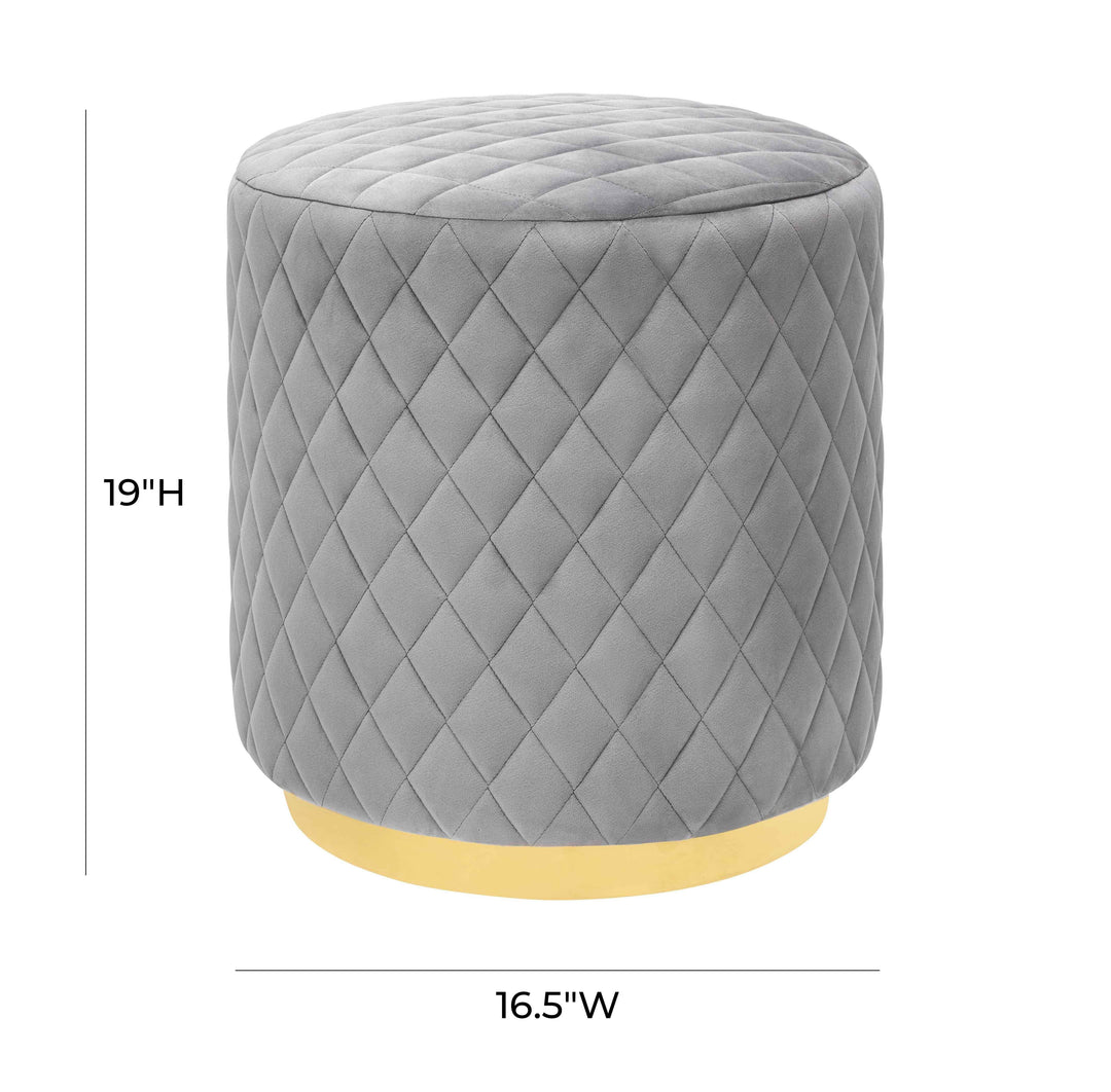 American Home Furniture | TOV Furniture - Abir Grey Velvet Ottoman