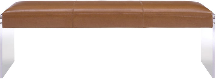 American Home Furniture | TOV Furniture - Envy Brown Leather/Acrylic Bench