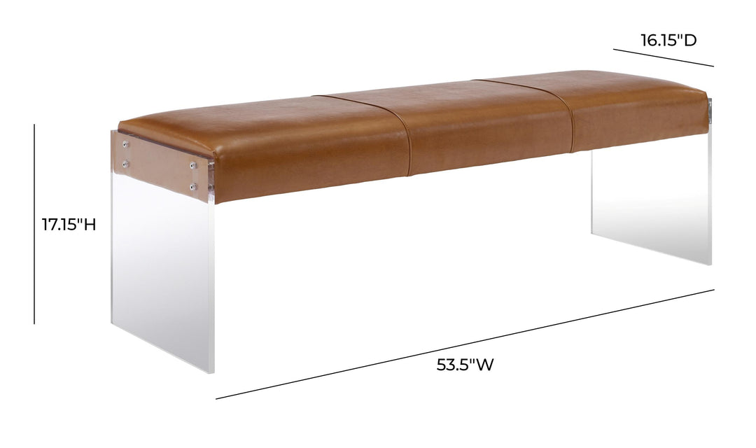 American Home Furniture | TOV Furniture - Envy Brown Leather/Acrylic Bench