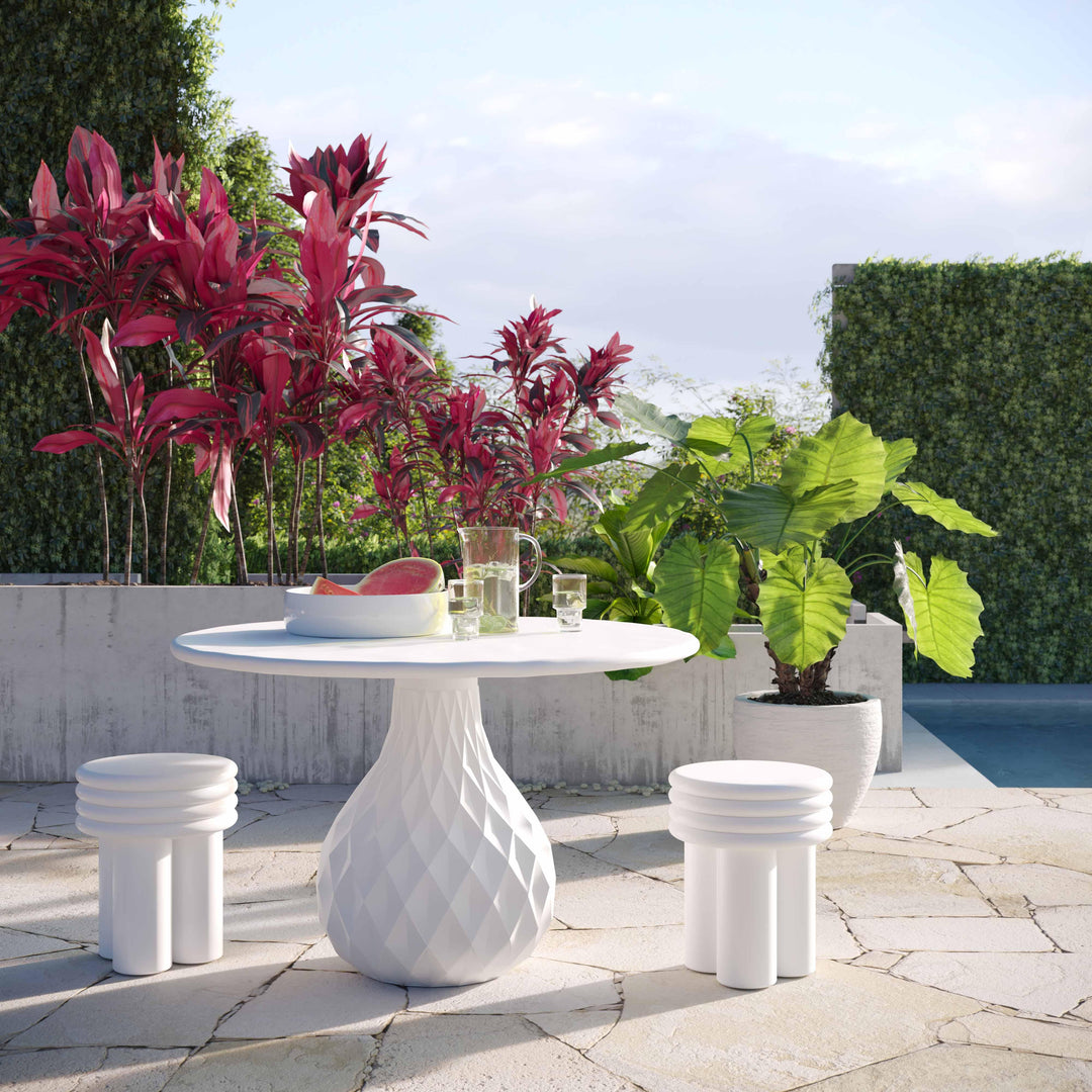 TOV Furniture Tulum Ivory Concrete Dining Table OUTDOOR DINING TABLES