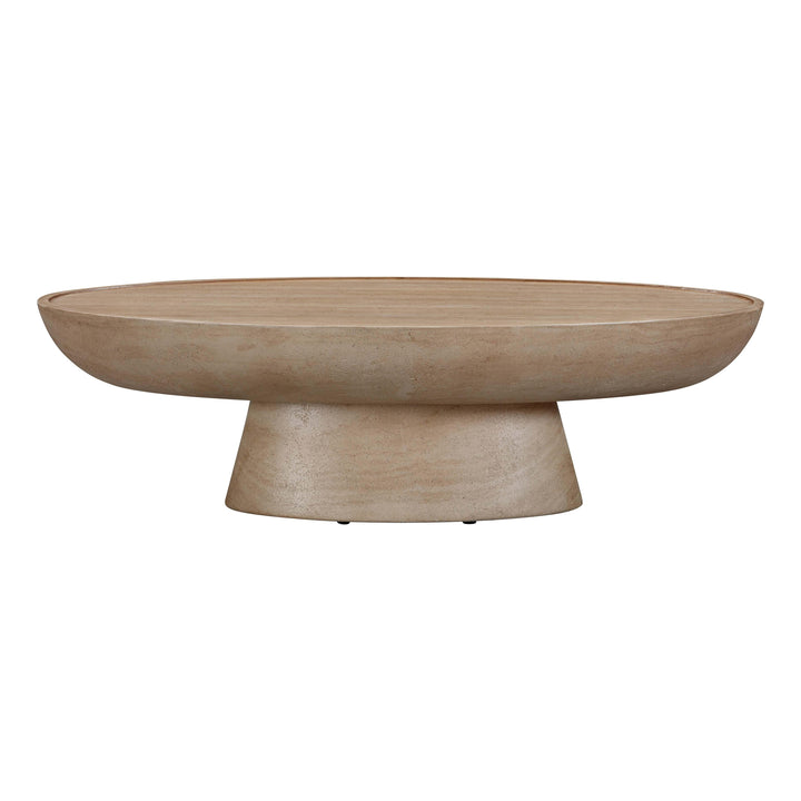 TOV Furniture Eclipse Textured Faux Travertine Indoor / Outdoor Coffee Table OUTDOOR COFFEE TABLES