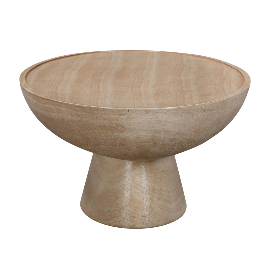 TOV Furniture Eclipse Textured Faux Travertine Indoor / Outdoor Coffee Table OUTDOOR COFFEE TABLES