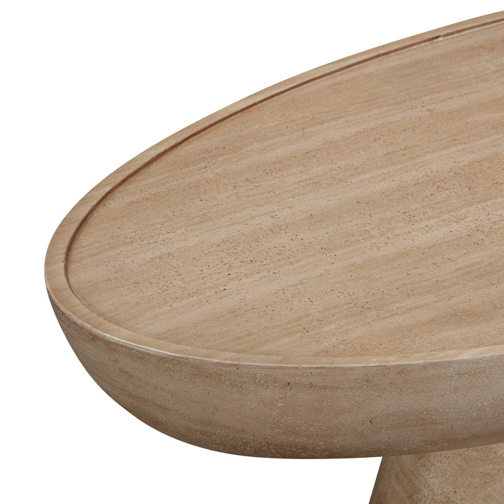 TOV Furniture Eclipse Textured Faux Travertine Indoor / Outdoor Coffee Table OUTDOOR COFFEE TABLES