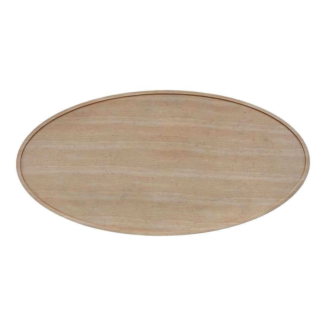 TOV Furniture Eclipse Textured Faux Travertine Indoor / Outdoor Coffee Table OUTDOOR COFFEE TABLES