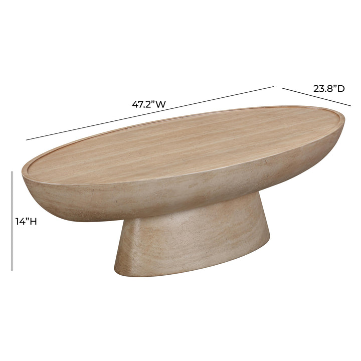 TOV Furniture Eclipse Textured Faux Travertine Indoor / Outdoor Coffee Table OUTDOOR COFFEE TABLES