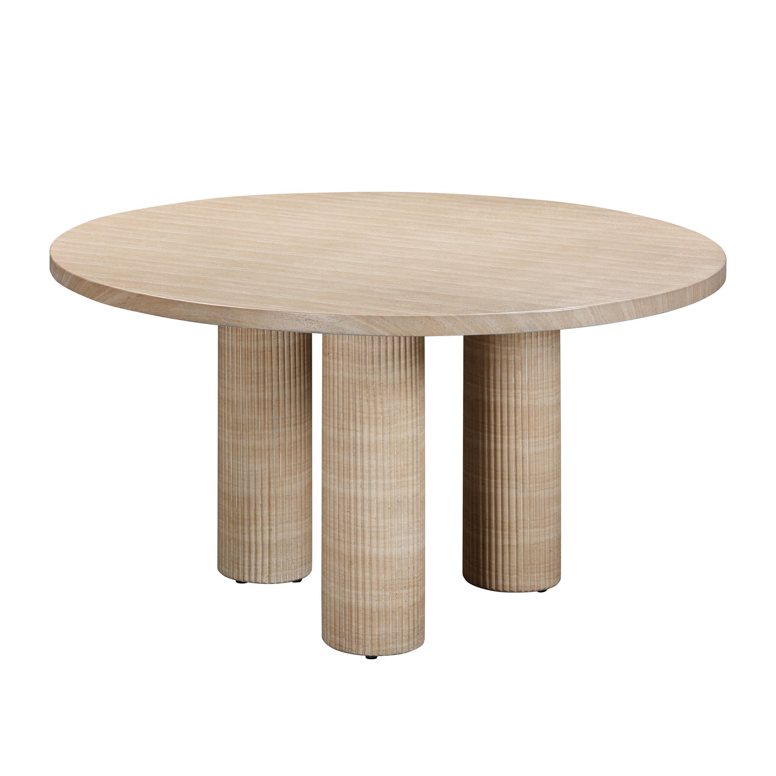 TOV Furniture Patti Textured Faux Travertine Indoor / Outdoor Round Dining Table OUTDOOR DINING TABLES