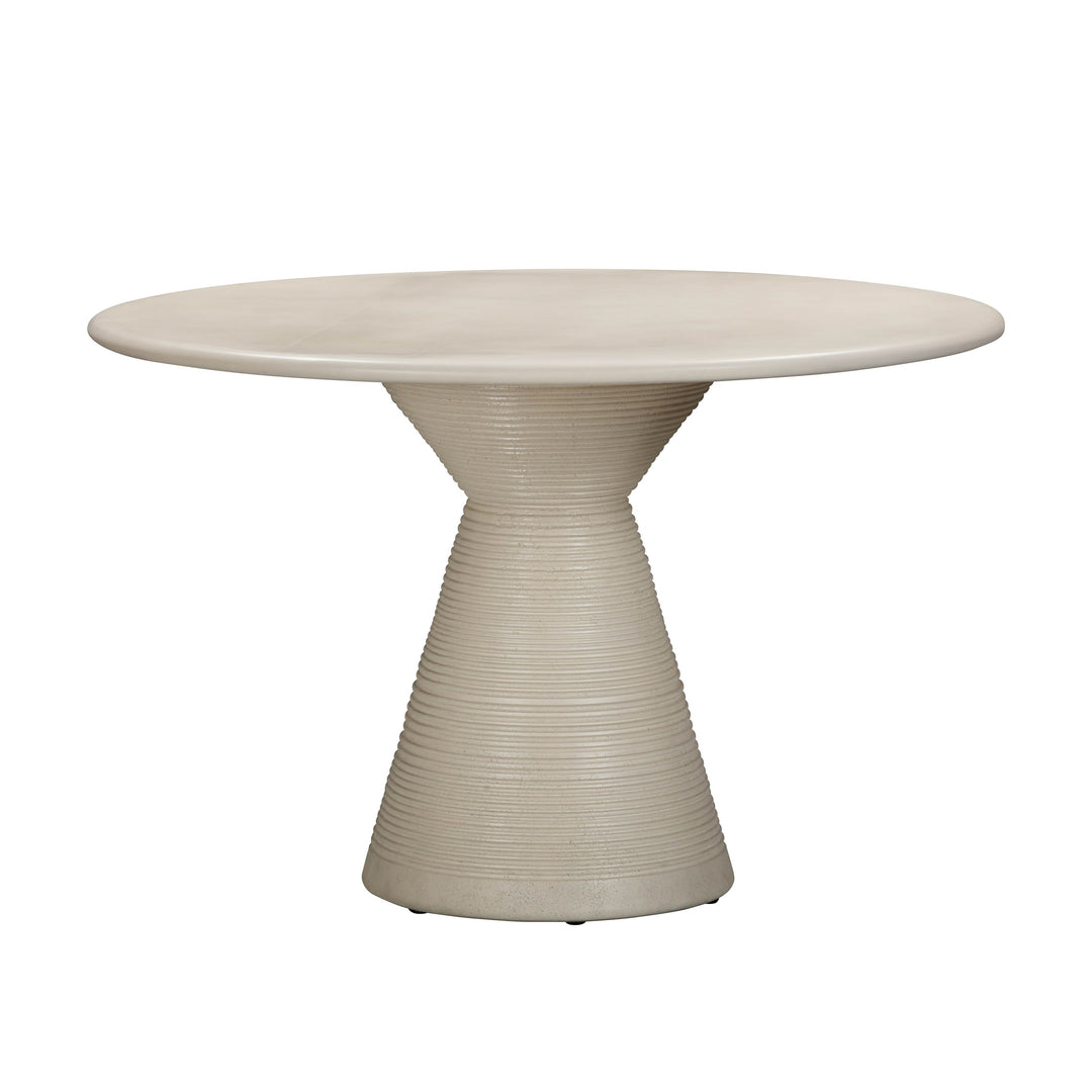 TOV Furniture Fern Beige Textured Faux Plaster Concrete Indoor / Outdoor Round Dining Table OUTDOOR DINING TABLES