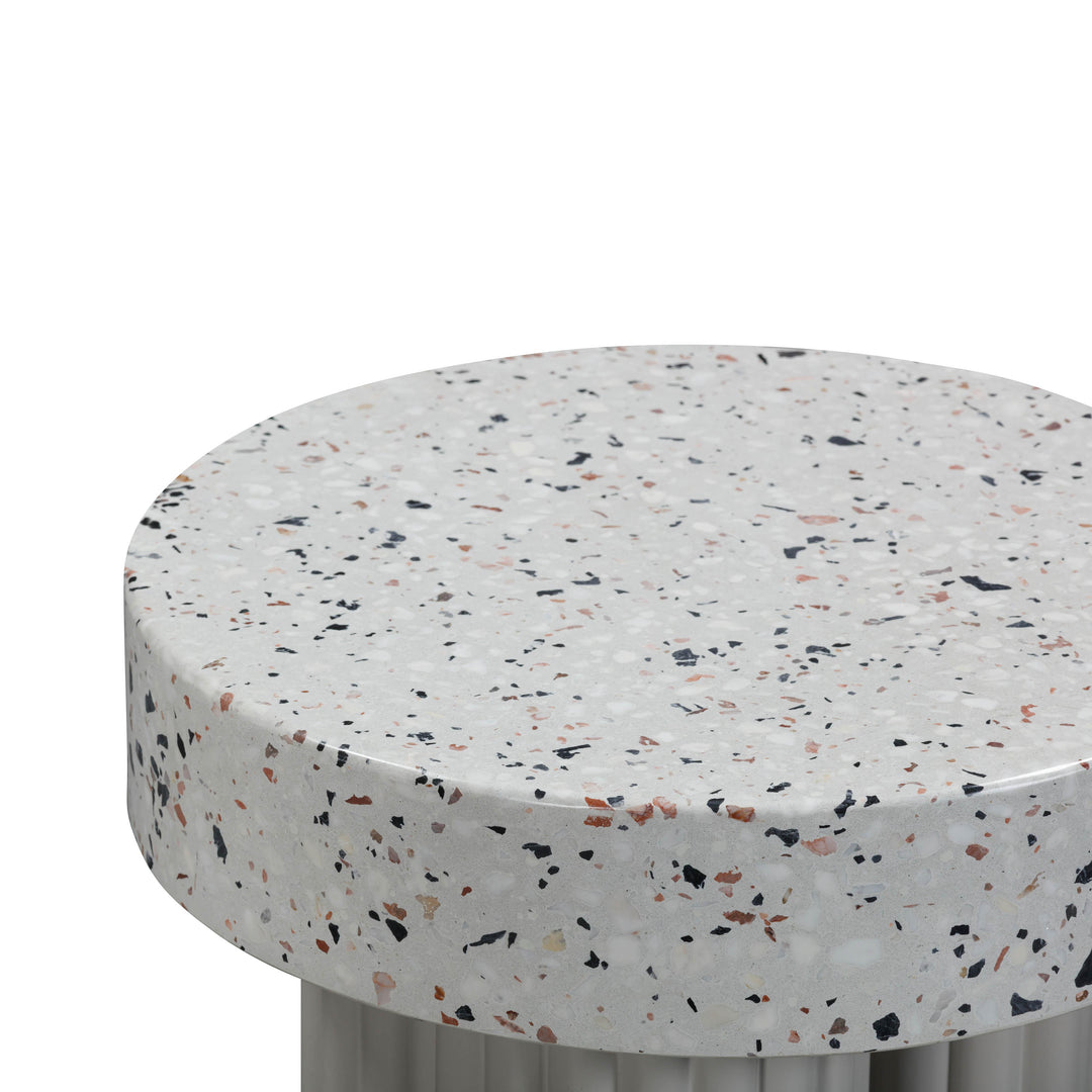 TOV Furniture Clover Faux Terrazzo Indoor / Outdoor Round Side Table OUTDOOR ACCENT TABLES