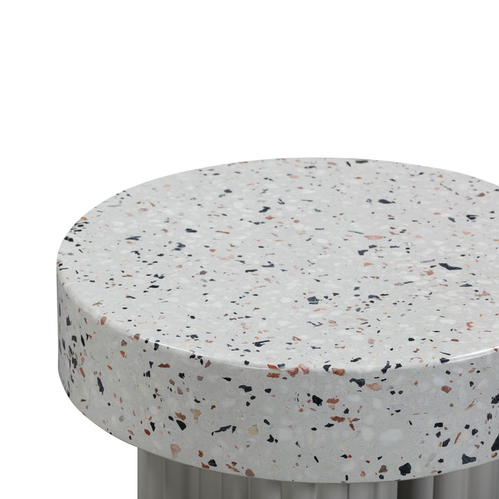 TOV Furniture Clover Faux Terrazzo Indoor / Outdoor Round Side Table OUTDOOR ACCENT TABLES