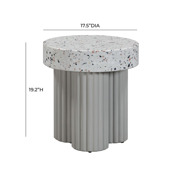 TOV Furniture Clover Faux Terrazzo Indoor / Outdoor Round Side Table OUTDOOR ACCENT TABLES