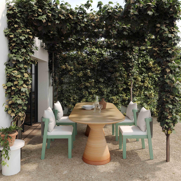 TOV Furniture Fassa Terracotta Oval Indoor / Outdoor Dining Table OUTDOOR DINING TABLES