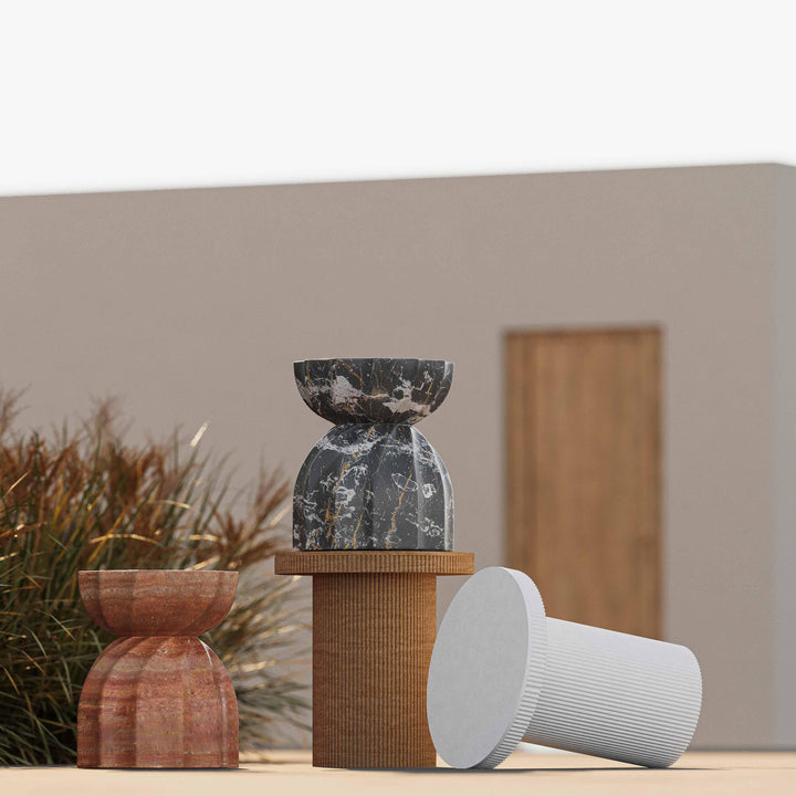 TOV Furniture Turin Faux Red Sandstone Indoor / Outdoor Concrete Stool OUTDOOR BAR STOOLS